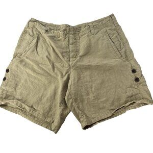 Gap Womens Beige Linen Shorts Button Accent Size 12
